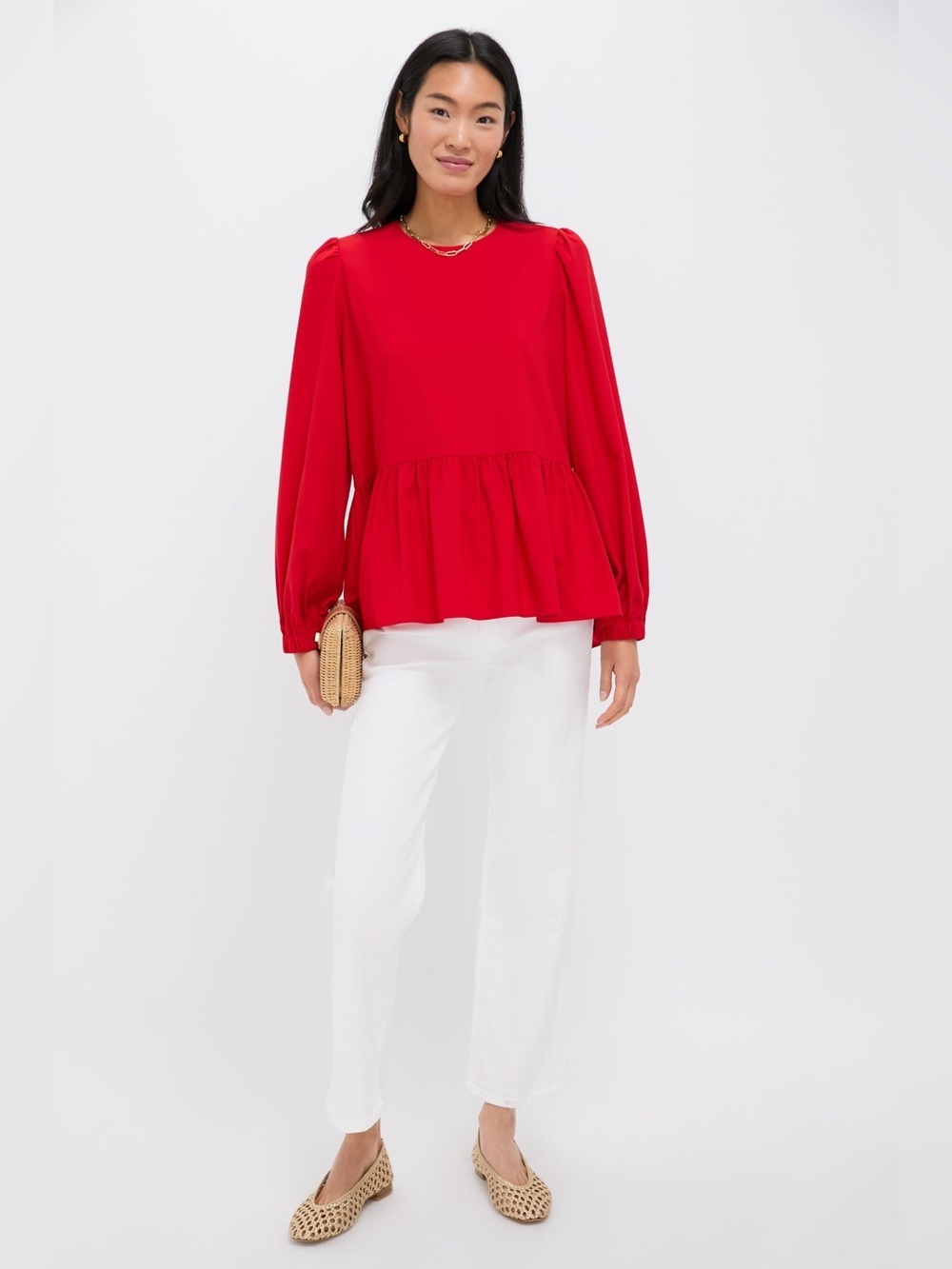 NWOT Pomander Place Carlota Peplum Blouse Top Size L